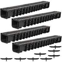 Entwässerungsrinne Entwässerungskanal B125, 4 Meter, Gussrost - passend für DN75 und inkl. Adapter für DN110 - Melko von MELKO