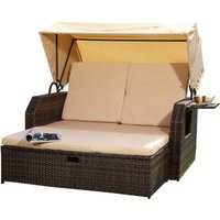 Melko - Liegebett Polyrattan Braun Sonneninsel Gartenliege Rattanbett Sonnenliege Sofa von MELKO