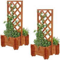 2x Rankgitter mit Pflanzkübel Holz Pergola Spalier Rosenbogen Torbogen Kübel - Melko von MELKO