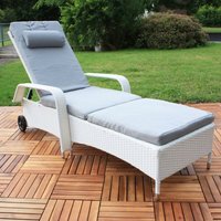 Gartenliege Weiß Polyattan Sonnenliege Terrassenliege Relaxliege Liegestuhl - Melko von MELKO