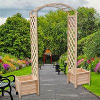 Melko - Rosenbogen aus Holz Rankhilfe für Kletterpflanzen Pergola Gartenbogen inkl. 2 Pflanzkübel von MELKO