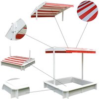 Sandkasten mit Sonndendach Sandkiste Weiß Sandbox Holzsandkasten Spielhaus - Melko von MELKO