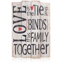 Wandbild / Holzbild mit Schriftzug Love Together zum Verlieben aus Holz, 60 x 40 x 3,5 cm, weiß - versprüht einen kreativen Vintage-Look - Melko von MELKO