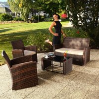 Sitzgarnitur 4 tlg. Rattan Sofa Garten Sessel Lounge Essgruppe Rattanmöbel - Melko von MELKO