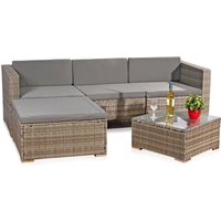 Sitzgruppe Rattan Grau Lounge Gartengarnitur Gartenset Sitzmöbel Essgruppe - Melko von MELKO