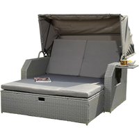 Sonneninsel + Sonnendach Rattan Bett Grau Strandkorb Gartenliege Sonnenliege - Melko von MELKO