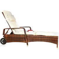 Sonnenliege Braun Gartenliege Rattan Terrassenliege Relaxliege Liegestuhl - Melko von MELKO