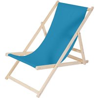Strandliege Liegestuhl Gartenliege Klappbar Sonnenliege Holz Faltbar Blau Outdoor-Möbel Erholung Terrasse verstellbare Rückenlehne Armlehnen - Melko von MELKO