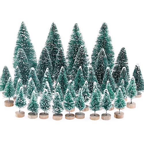 MELLIEX 40 Stück Miniatur Weihnachtsbaum Künstlicher Mini Modell Weihnachtsbaum Kunststoff Winter Ornamente für Tischdeko, DIY, Schaufenster von MELLIEX