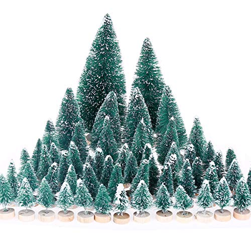 MELLIEX 60 Stück Miniatur Weihnachtsbaum Künstlicher Mini Modell Weihnachtsbaum Kunststoff Winter Ornamente für Tischdeko, DIY, Schaufenster von MELLIEX