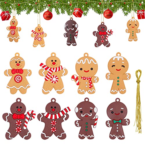 MELLIEX 8 Stück Weihnachts Lebkuchenmann, Christbaumschmuck Lebkuchen Figuren Hängende Ornament für Weihnachtsdeko von MELLIEX