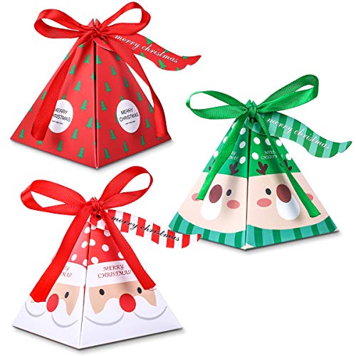 Weihnachten Geschenkbox, 30 Stück Keksschachtel Pralinenschachtel mit Bänder Hängeetiketten für Weihnachten Geschenk Weihnachtsdeko Weihnachtsbaum Dekoration von MELLIEX