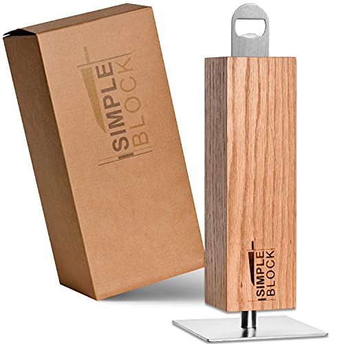 MELOX - Magnetischer Messerblock "Simpleblock" für 4-6 Messer inkl. Flaschenöffner - Messerblöcke massiv Holz Eiche - Magnet Messer-Halter Messerständer magnetisch - Aufbewahrungs-Block (ohne Messer) von MELOX