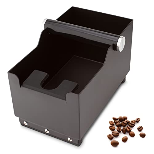 MELOX - XL 2-in-1 Abschlagbehälter für Siebträger mit Tamper-Station Edelstahl - Kaffee & Espresso Siebträger Abklopf-Behälter für Kaffeesatz - Abklopfer aus Deutscher Entwicklung für 30 Coffee Puks von MELOX