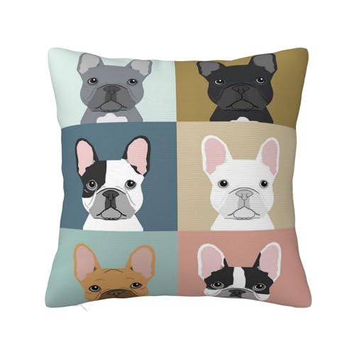 MELPHI Quadratisches Kissen mit französischer Bulldogge, kann in jedem Zimmer, Schlafzimmer, Gästezimmer, Kinderzimmer verwendet werden von MELPHI