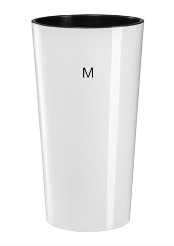 Blumenkübel Rund Hochglanz Slim Blumentopf mit Herausnehmbaren Einsatz (Weiß, M-36cm) von MELTOM