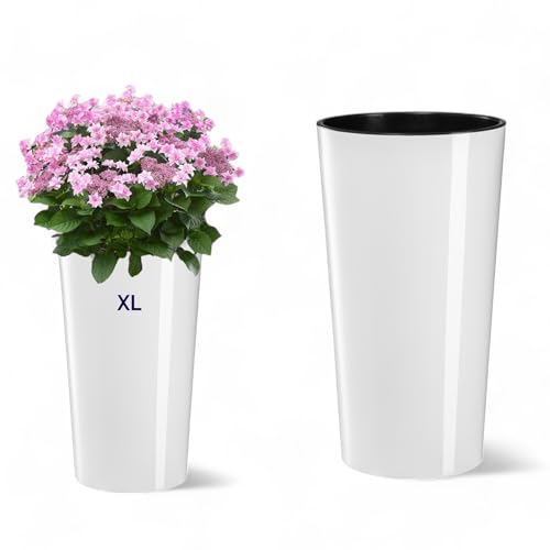 MELTOM Blumenkübel Hochglanz mit Herausnehmbaren Einsatz Rund Blumentopf Pflankübel Slim (XL) von MELTOM