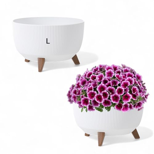MELTOM Blumentopf Schale mit Füßen Einsatz Kräutertopf Übertopf Pflanzschale Eco Recycled (Weiß, L - 40 cm) von MELTOM