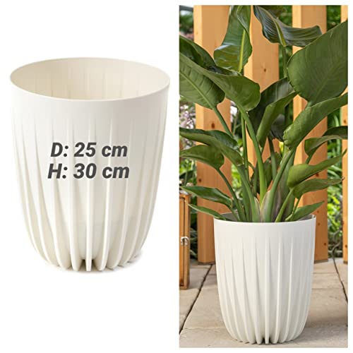 MELTOM Blumentopf Rund Übertopf sehr DEKORATIV Struktur Größe L/DxH: 25 x 30 cm Creme von MELTOM