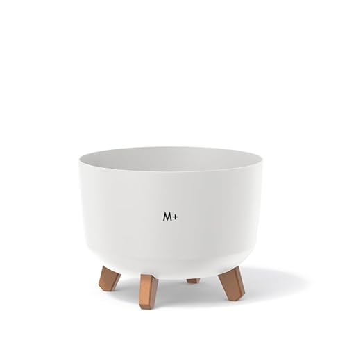 Blumentopf Schale mit Füßen Einsatz Blumenschale Kräutertopf Übertopf (Weiß, M+ 28.6cm) von MELTOM