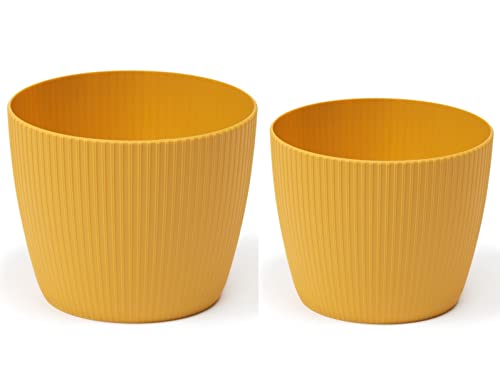 Blumentopf Übertopf Rund Pflanztopf DEKORATIV Struktur SET2: M + L in Gelb Blumentopf Übertopf Rund Pflanztopf DEKORATIV Struktur SET2: M + L in Gelb von MELTOM