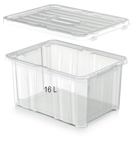 MELTOM Aufbewahrungsbehälter Behälter Transparenter Organizer Sortierbox mit Deckel (16L - Mit Deckel) von MELTOM