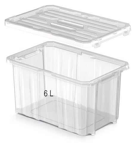 MELTOM Aufbewahrungsbehälter Behälter Transparenter Organizer Sortierbox mit Deckel (6L - Mit Deckel) von MELTOM