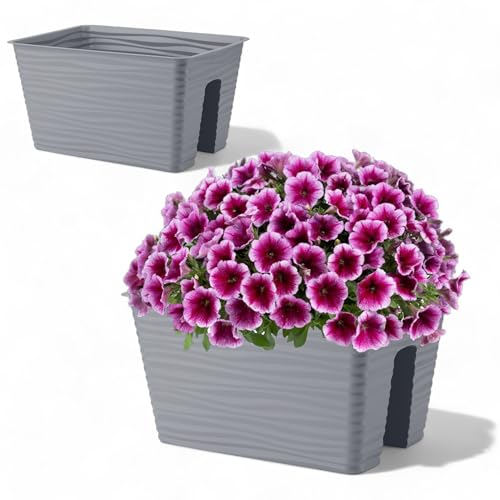 Blumenkasten Balkonkasten 3D Effekt Wellen Gerillt Oberfläche in Farbe: Platin 39 cm x 21 cm von MELTOM