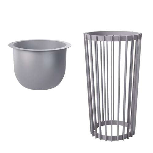 Blumenkübel Blumentopf Pflanztopf Rund Dekorativ Ständer Plastikständer (Platin, XXL Topf + XXL Ständer) von MELTOM