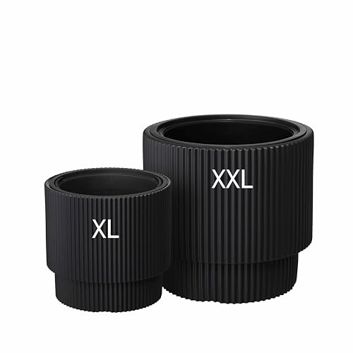 Blumenkübel Blumentopf mit Herausnehmbaren Einsatz Rund Dekorativ Frostbeständiger SET2: XXL+XL (Anthrazit) von MELTOM