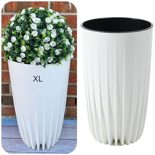 MELTOM Blumentopf Eco 100% Recycled Slim Blumentopf mit Herausnehmbaren Einsatz, Größe XL: 30 x 51 cm (Weiß) von MELTOM
