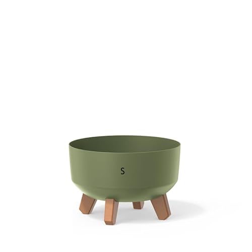 Blumentopf Schale mit Füßen Einsatz Blumenschale Kräutertopf Übertopf (Grün, S-23cm) von MELTOM
