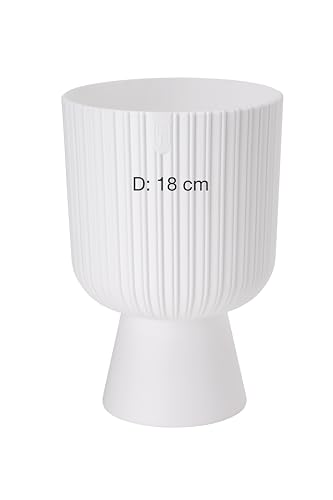 MELTOM Blumentopf aus Kunststoff Pflanzkübel Blumenkübel Kelch mit Rillen 3D (Weiß, L-18cm) von MELTOM