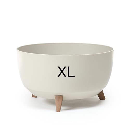 MELTOM Blumentopf mit Füßen aus Kunststoff Schale Rund mit Einsatz Kräutertopf (Baumwolle, XL - 47 cm) von MELTOM