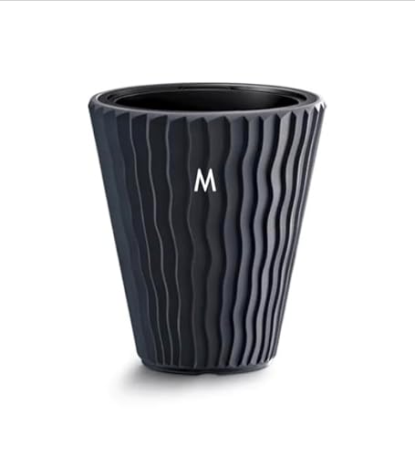 Blumentopf mit vertikaler Wellenoptik herausnehmbarem Einsatz aus Kunststoff Pflanzkübel (Anthrazit, M) von MELTOM