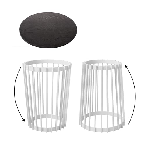 MELTOM Gartentisch XL/Weiß – Runder Robuster Kunststoff (Plastik) – Beistelltisch für Balkon, Terrasse, Garten (Weiß/Schwarze Platte, XL) von MELTOM