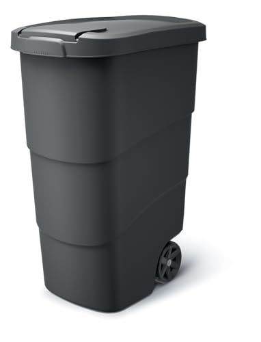 MELTOM Müllbehälter mit Rädern und Deckel Mülltonne Müllgroßbehälter Großmülltonne Universaltonne Kunststoff (Schwarz) von MELTOM