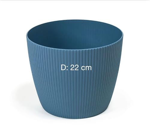 MELTOM Übertopf Blumentopf Kräutertopf 3D Rillen Dekorativ (Blau, L-22 cm) von MELTOM