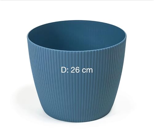 MELTOM Übertopf Blumentopf Kräutertopf 3D Rillen Dekorativ (Blau, XL-26 cm) von MELTOM