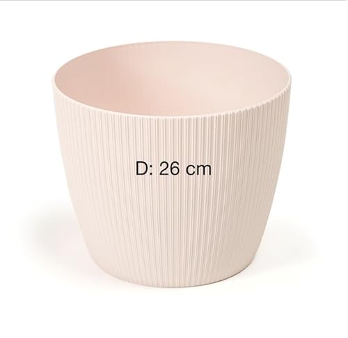 Übertopf Blumentopf Kräutertopf 3D Rillen Dekorativ (Hellrosa, XL-26 cm) von MELTOM