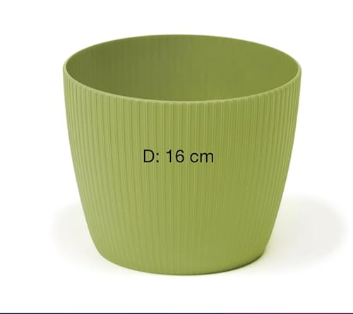 MELTOM Übertopf Blumentopf Kräutertopf 3D Rillen Dekorativ (Olive, S-16 cm) von MELTOM