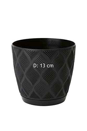 MELTOM Übertopf ECO 100% recycelt Blumentopf Kräutertopf mit Untersetzer DEKORATIV, Größe S: 13x12 cm (Schwarz) von MELTOM