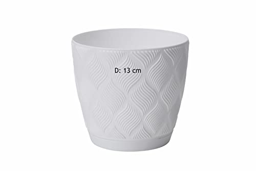 MELTOM Übertopf ECO 100% recycelt Blumentopf Kräutertopf mit Untersetzer DEKORATIV, Größe S: 13x12 cm (Weiß) von MELTOM