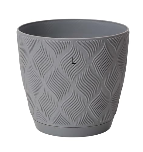 MELTOM Übertopf ECO 100% recycelt Blumentopf Kräutertopf mit Untersetzer DEKORATIV (Grau, L-17cm) von MELTOM