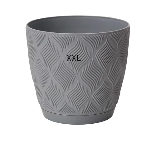MELTOM Übertopf ECO 100% recycelt Blumentopf Kräutertopf mit Untersetzer DEKORATIV (Grau, XXL - 23 cm) von MELTOM