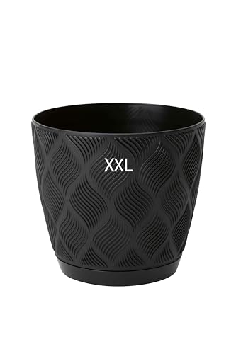 MELTOM Übertopf ECO 100% recycelt Blumentopf Kräutertopf mit Untersetzer DEKORATIV (Schwarz, XXL- 23 cm) von MELTOM