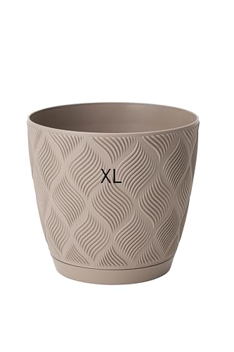 MELTOM Übertopf ECO 100% recycelt Blumentopf Kräutertopf mit Untersetzer DEKORATIV (Taupe, XL- 19 cm) von MELTOM