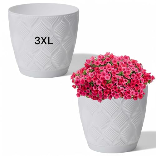 MELTOM Übertopf ECO 100% recycelt Blumentopf Kräutertopf mit Untersetzer DEKORATIV (Weiß, 3XL- 27 cm) von MELTOM