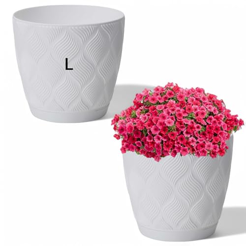 MELTOM Übertopf ECO 100% recycelt Blumentopf Kräutertopf mit Untersetzer DEKORATIV (Weiß, L - 17cm) von MELTOM