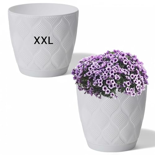 MELTOM Übertopf ECO 100% recycelt Blumentopf Kräutertopf mit Untersetzer DEKORATIV (Weiß, XXL - 23 cm) von MELTOM